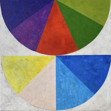 A painting of a colorful circle with different colors.