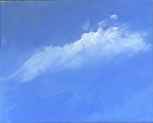 A painting of the sky with clouds in it