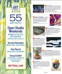 A magazine ad for art trail shows various artists.